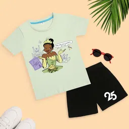 YK Disney Girls Printed Round Neck Pure Cotton T-shirt With Shorts-image-94