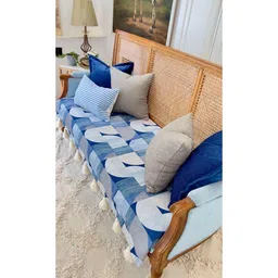 THROWPILLOW Blue & Grey Printed Polyester 1 Piece Sofa Cover-image-70