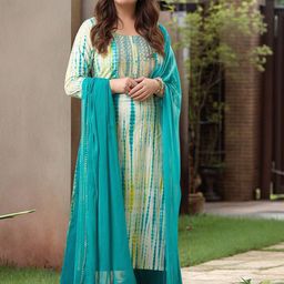 GoSriKi Women Printed Regular Kurta with Trousers & With Dupatta-8