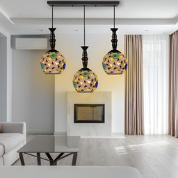 GAUVIK Green & Yellow Printed Glass Ceiling Lamp-image-21