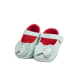 Neska Moda 6 To 12 Months Baby Girls Belly Shoe Fancy Partywear Floral Velcro Sandal Booties (Toe to Heel Length - 12 cm, Mint)-image-10