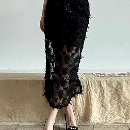 LULU & SKY Self-Designed High-Rise Semi-Sheer Pencil Side-Slit Maxi Skirt-picture-10