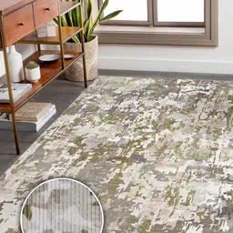 Kaleen India Green Abstract Anti-Skid Polyester Carpet-15