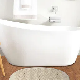 FABINALIV Beige Self-Design With Suction Cups Anti-Skid Rubber Bath Rugs-22