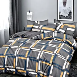 RF RELAXFEEL Grey & White Checked Microfiber Heavy Winter 233 GSM Single Bed Comforter-image-80