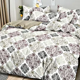 RF RELAXFEEL Beige & Purple Ethnic Microfiber Heavy Winter 233 GSM Single Bed Comforter-image-61