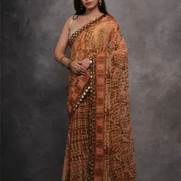 DIVASTRI Mirror Work Poly Georgette Saree-picture-15