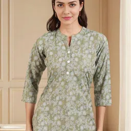 DUMMY SHAPE Women Floral Printed Mandarin Collar Kurta-picture-11