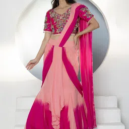 GloballyRonakRBafna Embellished Unstiched Lehenga & Blouse With Attached Dupatta-picture-18