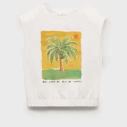 Mango Kids Girls Printed Tropical Pure Cotton T-shirt-5