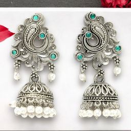 ADIVA Peacock Shaped Drop Earrings-44