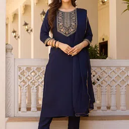 Gilori Women Ethnic Motifs EmbroideredKurta with Trousers & With Dupatta Kurta Sets-picture-19