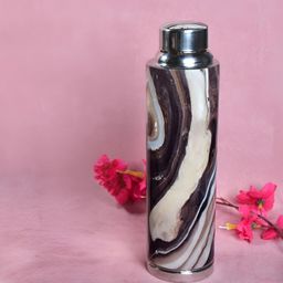 THE HOME CO. Brown & White Single Stainless Steel Printed Water Bottle-84