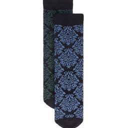 RARE RABBIT Men Pack Of 2 Assorted Patterned Cotton Calf-Length Socks-1