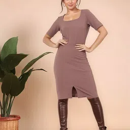 Mast & Harbour Women 1 Solid Knee Length Bodycon Dress-image-62