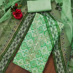 LeeliPeeri Designer Women Embroidered Organza Unstitched Dress Material-image-51
