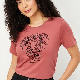 max Women Floral Printed Round Neck Pure Cotton T-shirt-picture-37