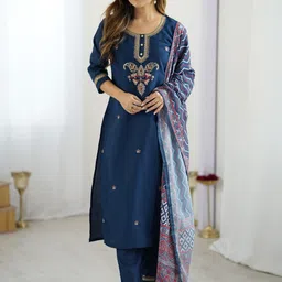 URMIR FASHION Women Embroidered Regular Sequinned Kurta with Trousers & With Dupatta-picture-45