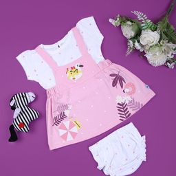 V-Mart Infant Girls Printed Cotton Dungarees With Brief-image-20