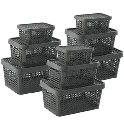 Kuber Industries Grey Set of 6 Regular Tote Basket Organisers-49