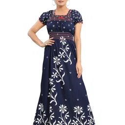 NIGHTY KING Women's Floral Printed Smocked Maxi Nightdress-picture-7