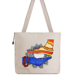 The Purani Jeans Shiv Shakti Printed Canvas Shopper Tote Bag-image-1