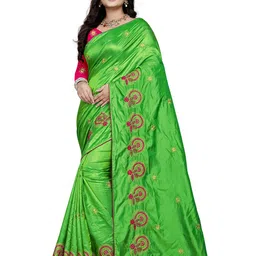 DIVASTRI Women Floral Embroidered Pure Silk Saree-image-53