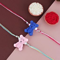 LUCKY JEWELLERY Set Of 2 Cute Teddy Bear Kids Rakhi Gift Set-image-28