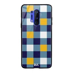 DailyObjects Blue & White Quartet Checks OnePlus 8 Pro Glass Mobile Case-0
