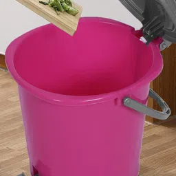Kuber Industries Pink & Grey Colourblocked Durable Pedal Dustbin With Handle 7L-31
