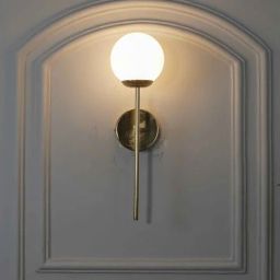 kapoor lampshades Equinoxe Metal Shine Brass Finish With Frosted White Glass Wall Light-picture-45