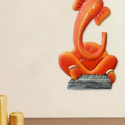 eCraftIndia Orange & Grey Handcrafted Lord Ganesha Wall Decor-42