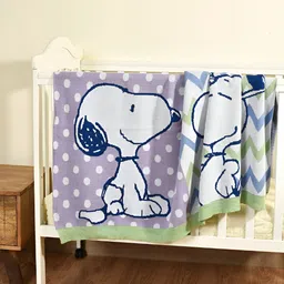 MiArcus Multicoloured Peanuts Snoopy Printed Summer 400 GSM Double Bed Blanket-1