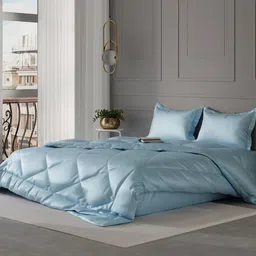 Stoa Paris Date Night Collection Blue Solid AC Room 150 GSM Double Bed Comforter-image-58