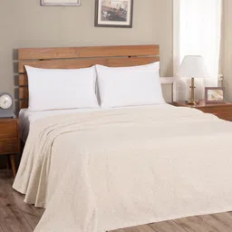 MASPAR Beige Printed 318 GSM Double Queen Bed Cover-16