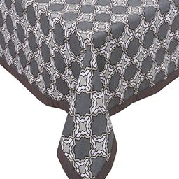 INDHOME LIFE Grey & White Printed Pure Cotton 6 Seater Dining Table Cloth Cover-25