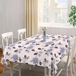Arrabi Beige & Grey Floral Printed 6-Seater Table Cover-18