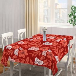 Arrabi Maroon Floral 6 Seater Table Cover-30