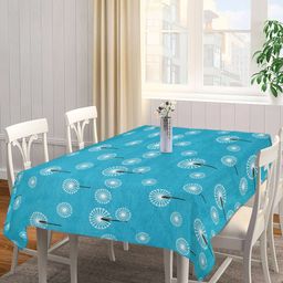 Arrabi Teal-Blue & White Printed 6-Seater Table Cover-20
