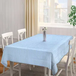 Arrabi Blue& Light Blue Zig Zag Printed 8-Seater Table Cover-1