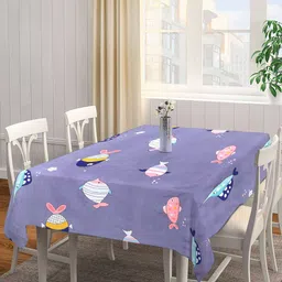 Arrabi Purple & Pink Conversational Printed 6-Seater Table Cover-20