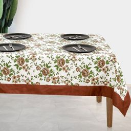 SHADES of LIFE Brown & White Printed Cotton 2-Seater Table Cover-image-54