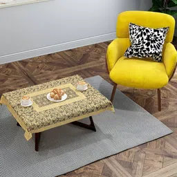 BIGGER FISH Beige & Black Cotton 2-Seater Table Cover-25