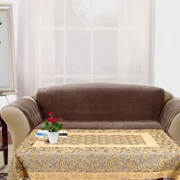 BIGGER FISH Gold Toned Ethnic Motifs Textured Rectangle Table Cover-4
