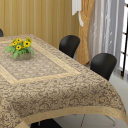BIGGER FISH Gold-Toned Cotton 6-Seater Table Cover-46