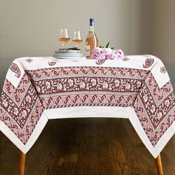 INDHOME LIFE Maroon Printed Pure Cotton 6-Seater Table Cover-image-18