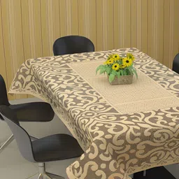 BIGGER FISH Gold-Toned Cotton 8-Seater Table Cover-51