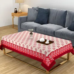 ZESTURE Maroon Floral 6-Seater Table Cover-image-16