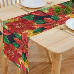 HOMADORN Red & Yellow Floral 4 Seater Table Runner-22