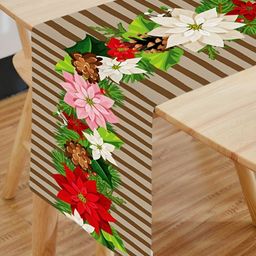 HOMADORN Brown & Green Striped Table Runner-5